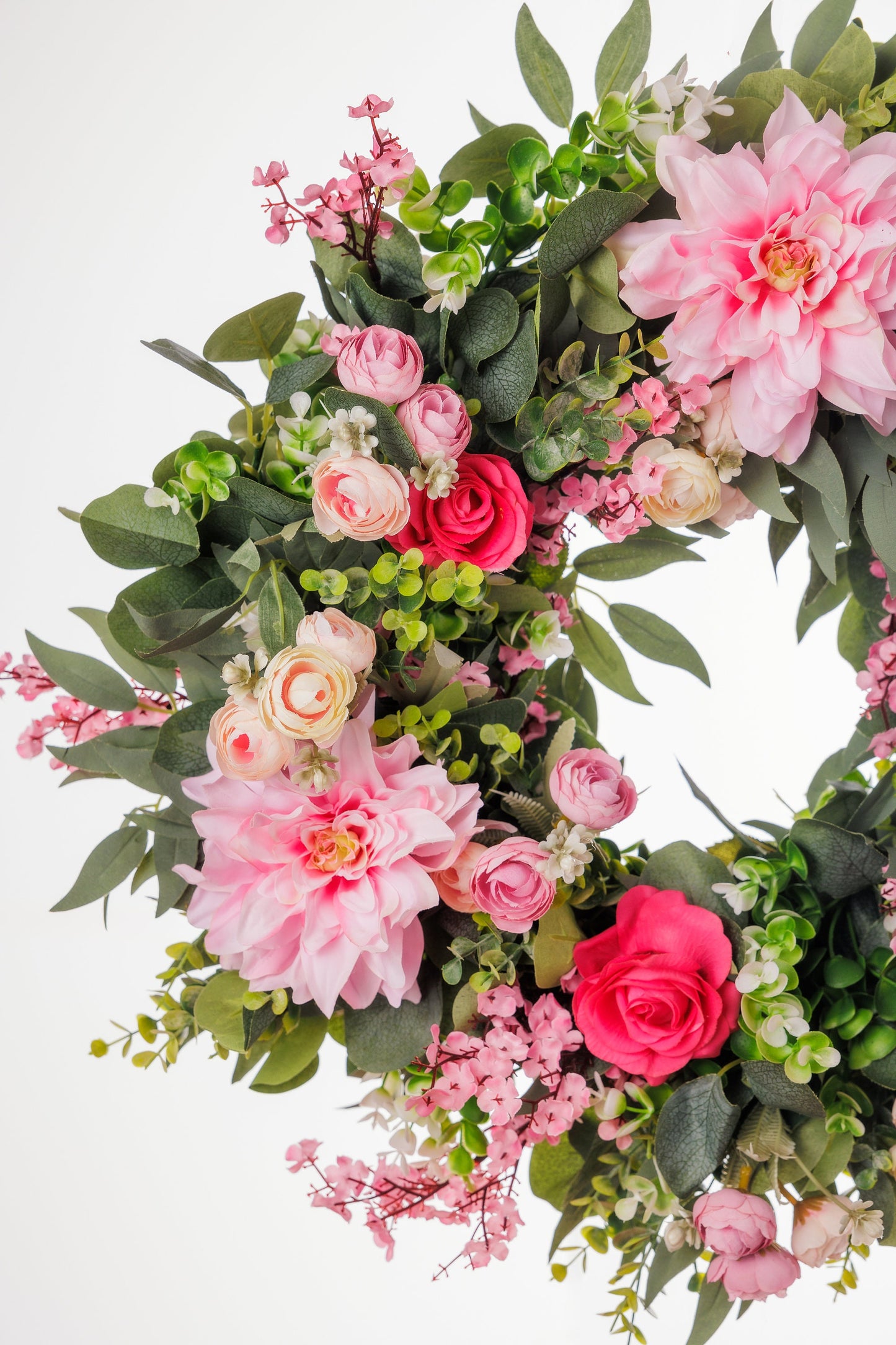 Wreath for Front Door Decor, Pink Tones Faux Artificial Real Touch Indoors, Outdoors, Valentines Day, Spring, Birthday Gift, House Warming