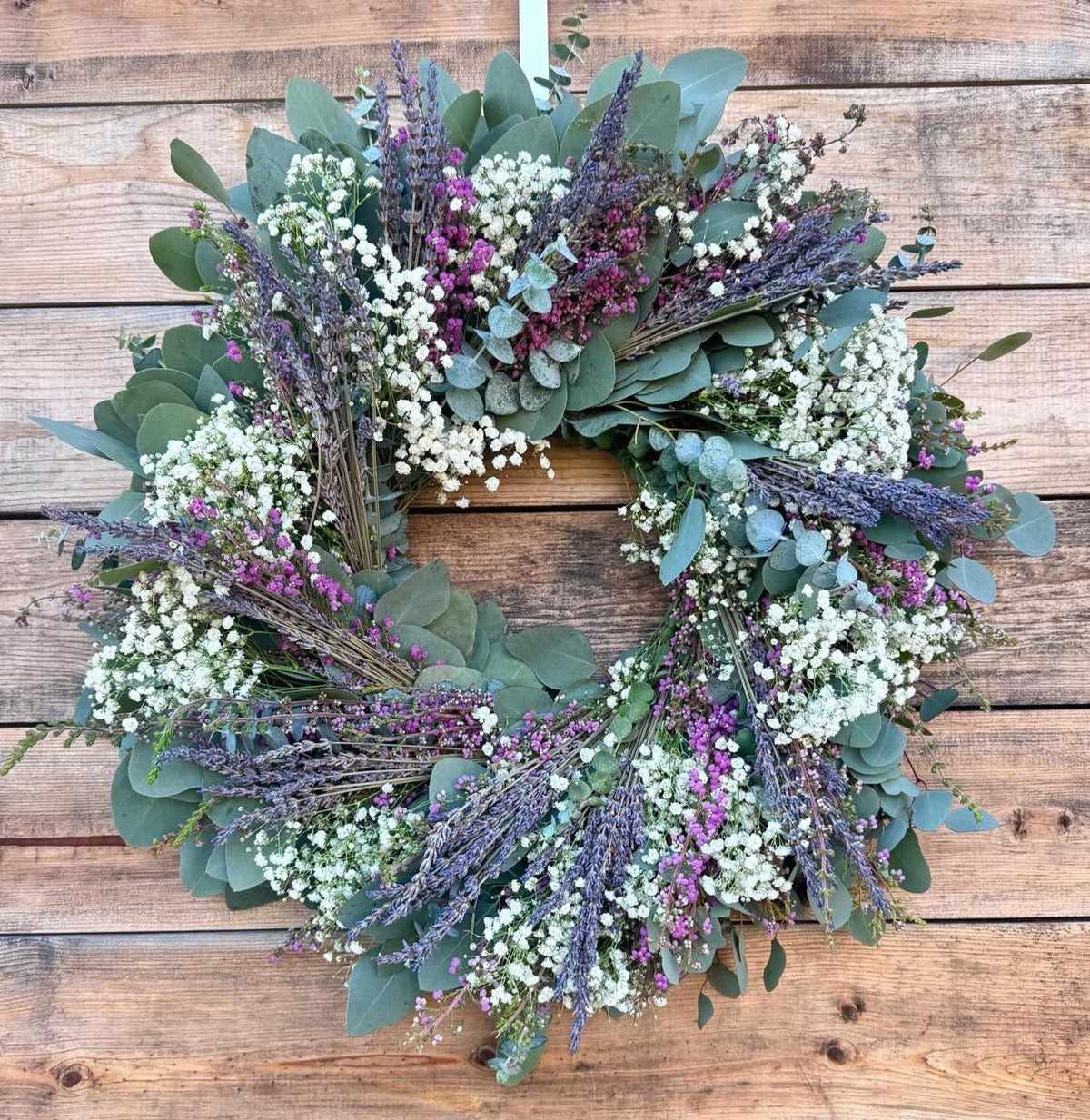 Dried Lavender Baby's Breath Eucalyptus Wreath, Aromatic