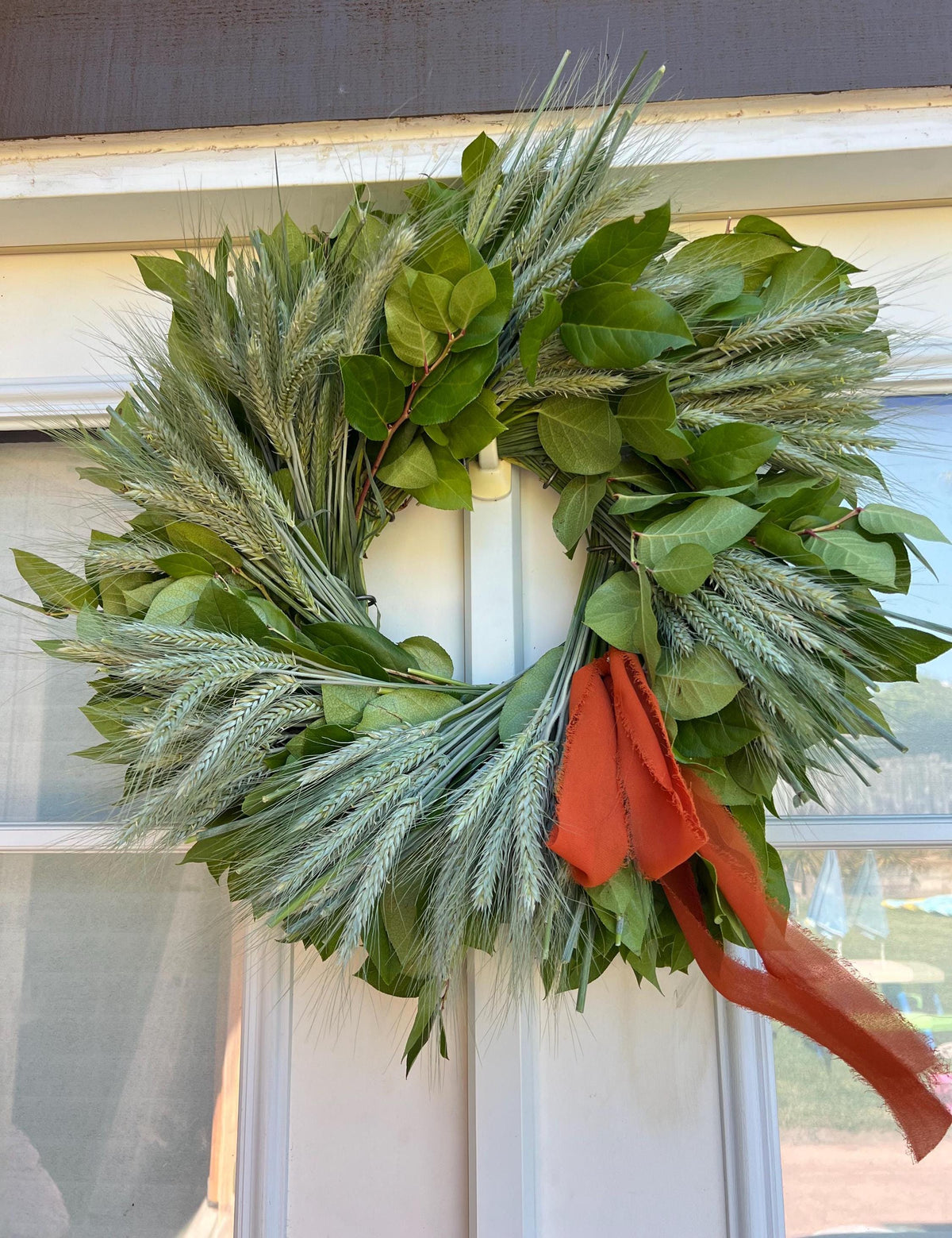 Fresh Salal and Wheat Wreath – Natural Greenery Home Decor