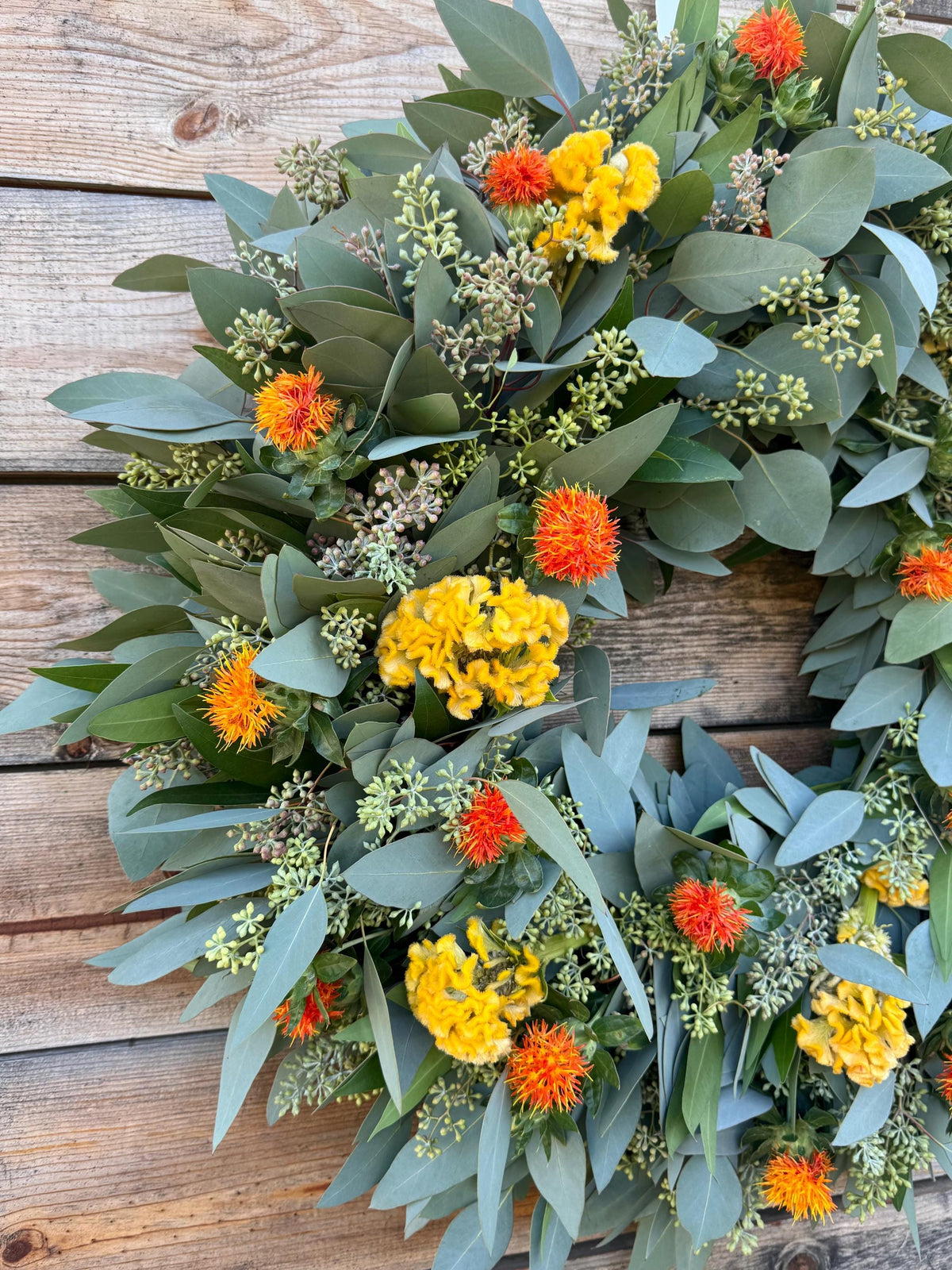Fresh Real Eucalyptus Bay leaf, Seeded Fall Leaf Wreath – Home Decor