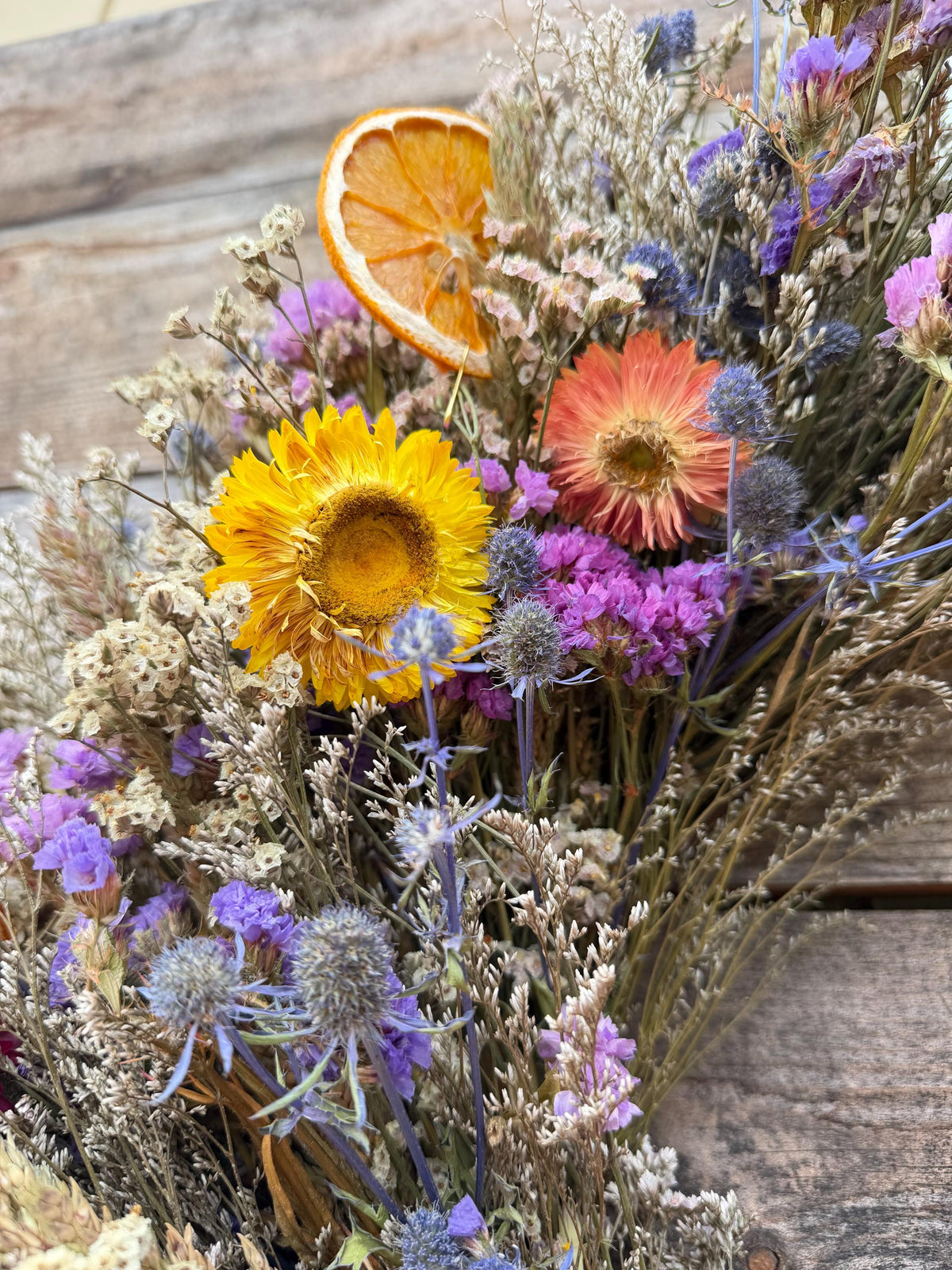 Dried Flower Mix Wreath – Front Door Decor, Seasonal Home Accent