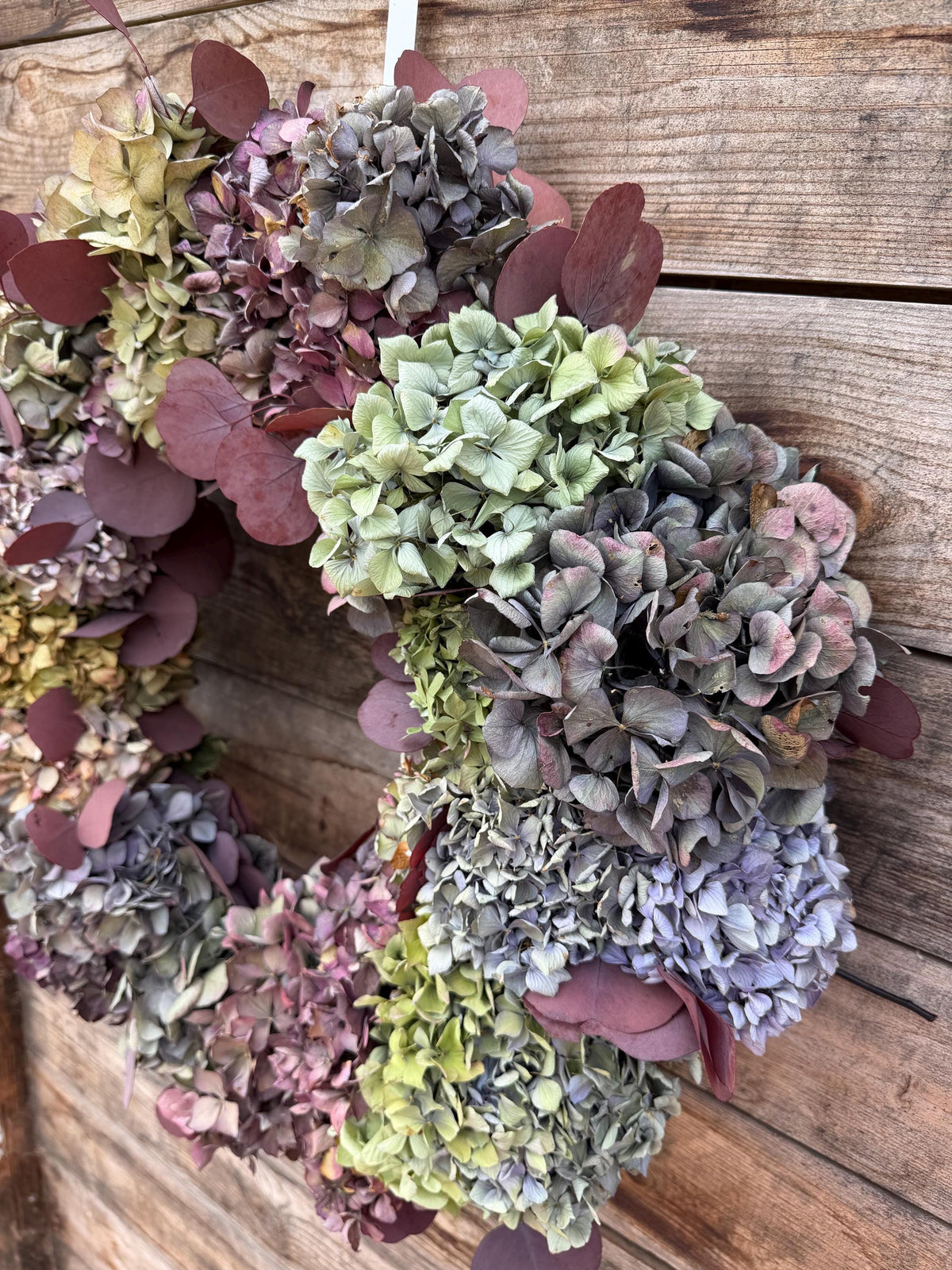 Dried Antique Hydrangea, Eucalyptus Wreath – Wall Art Home Decor