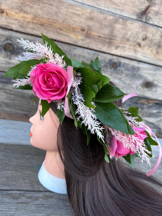 Handmade Bay Leaf Laurel Crown with Roses – Greek Wedding Headdress