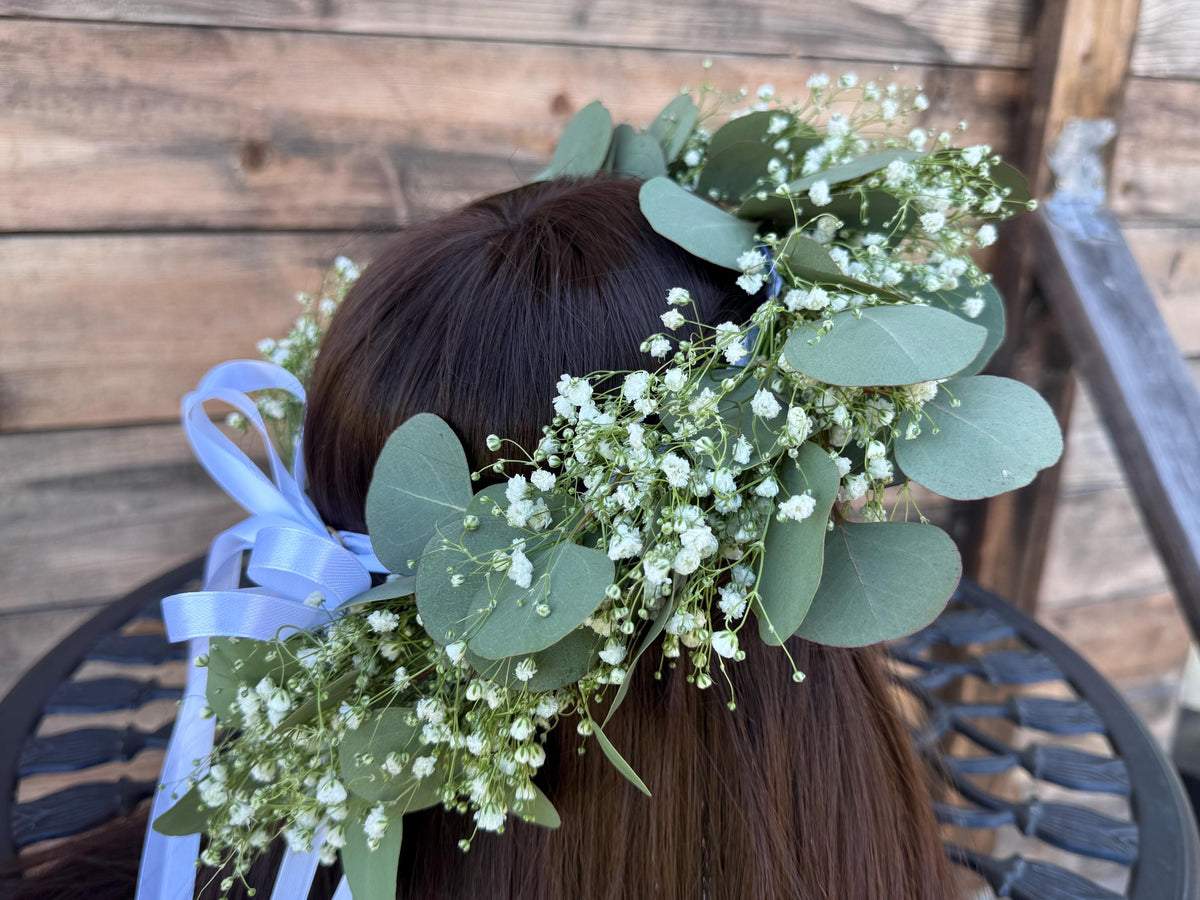 Baby's Breath Eucalyptus Graduation Cap, Flower Crown