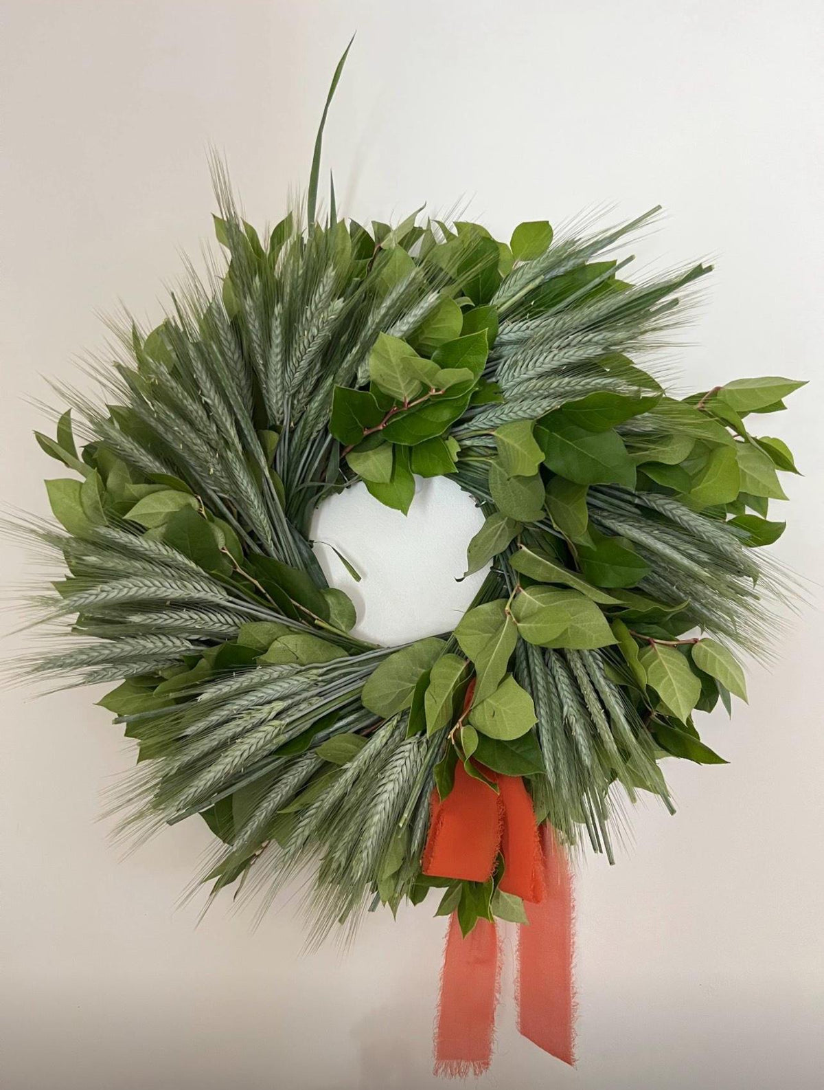 Fresh Salal and Wheat Wreath – Natural Greenery Home Decor
