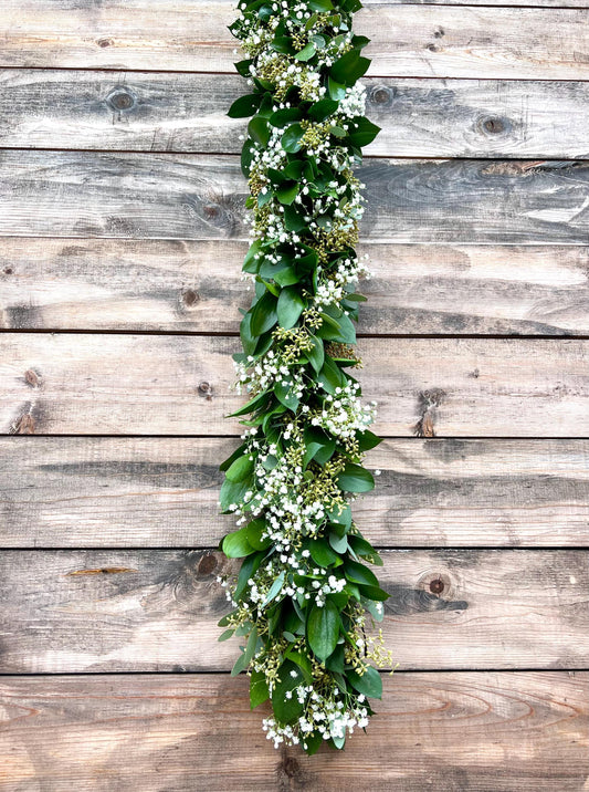 Fresh Eucalyptus Israeli Ruscus Baby's Breath Garland