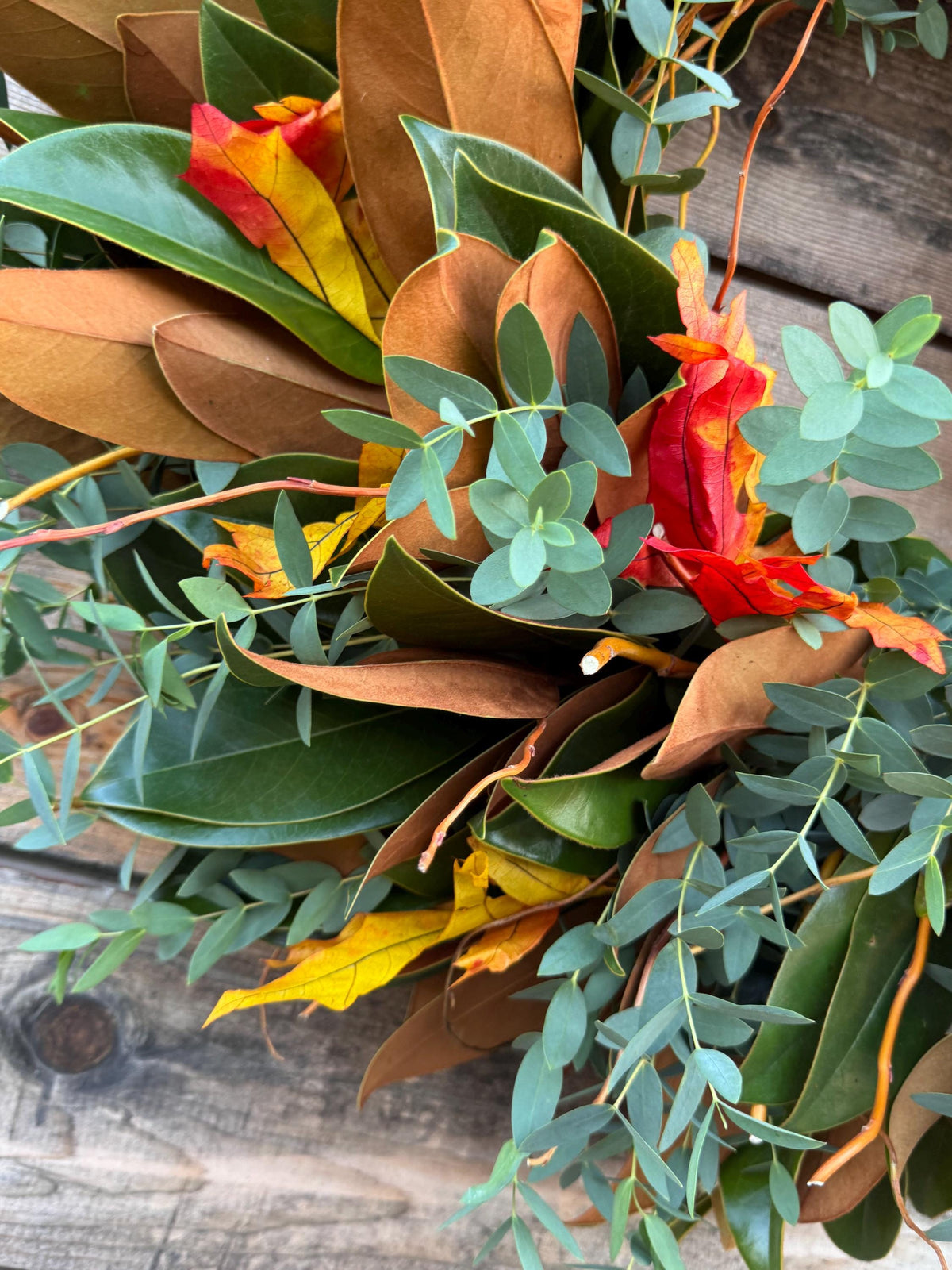 Fresh Magnolia Eucalyptus Wreath, Autumn Fall Front Door Decor