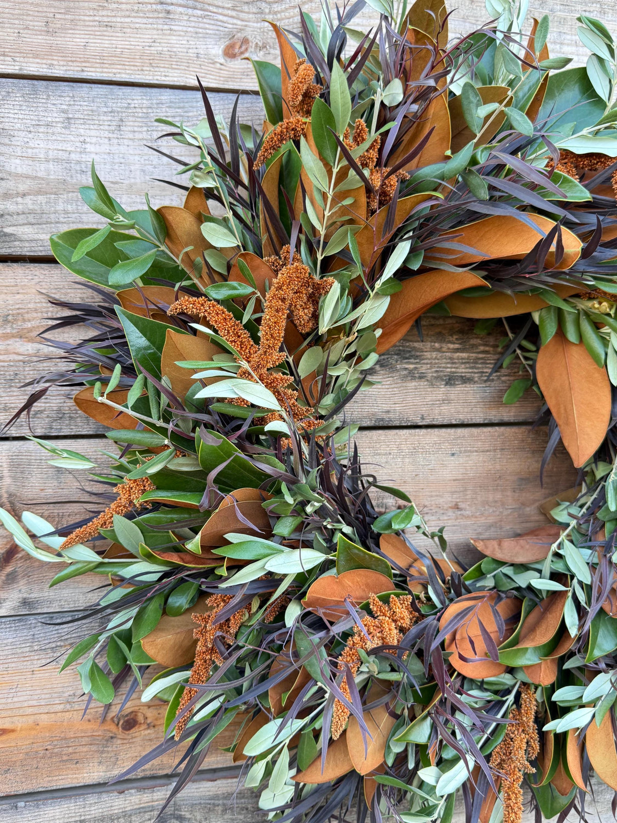 Fresh Magnolia Olive Amaranthus Wreath