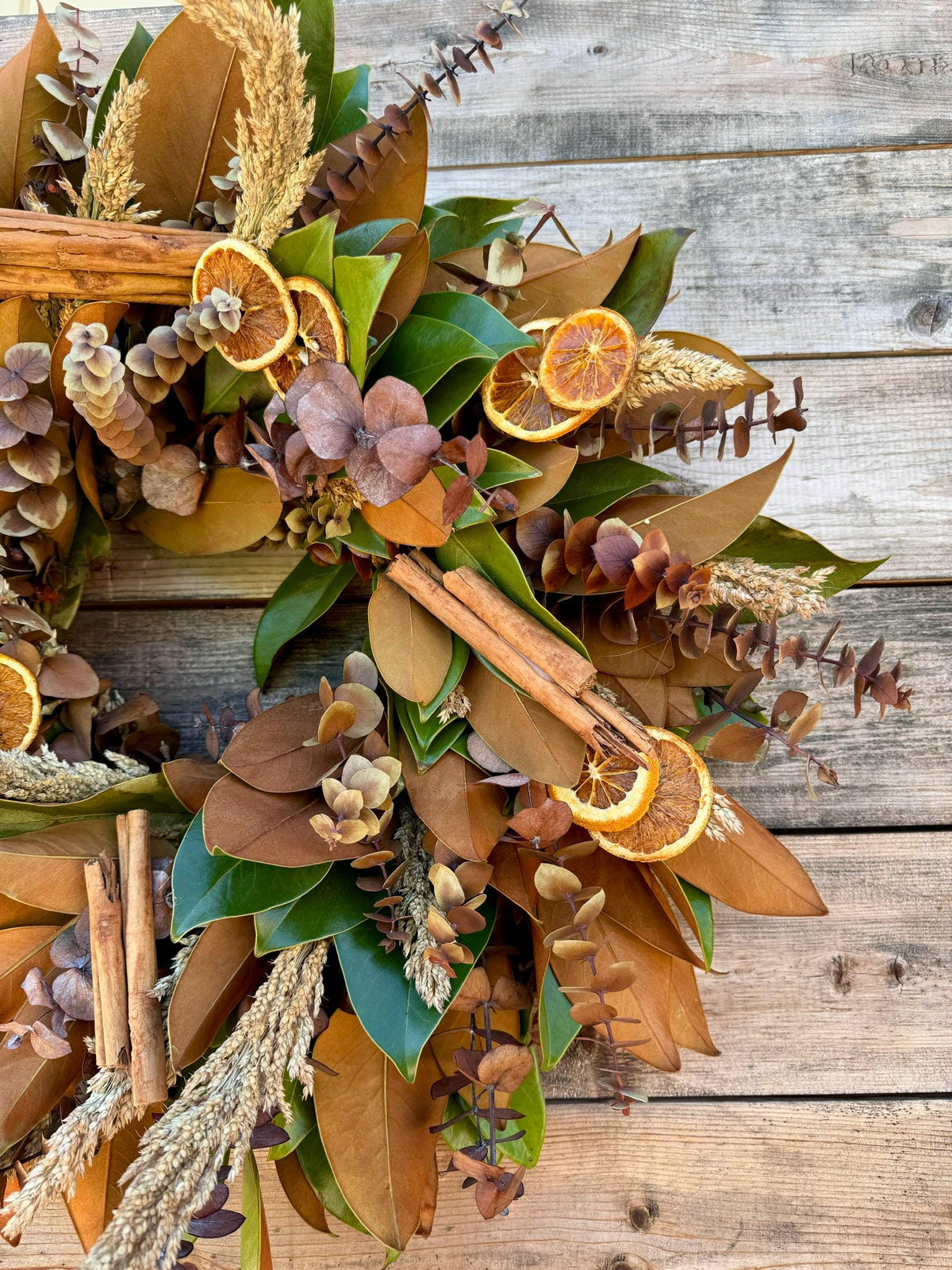 Fresh Magnolia, Real Cinnamon, Orange, Eucalyptus Wreath, Fall