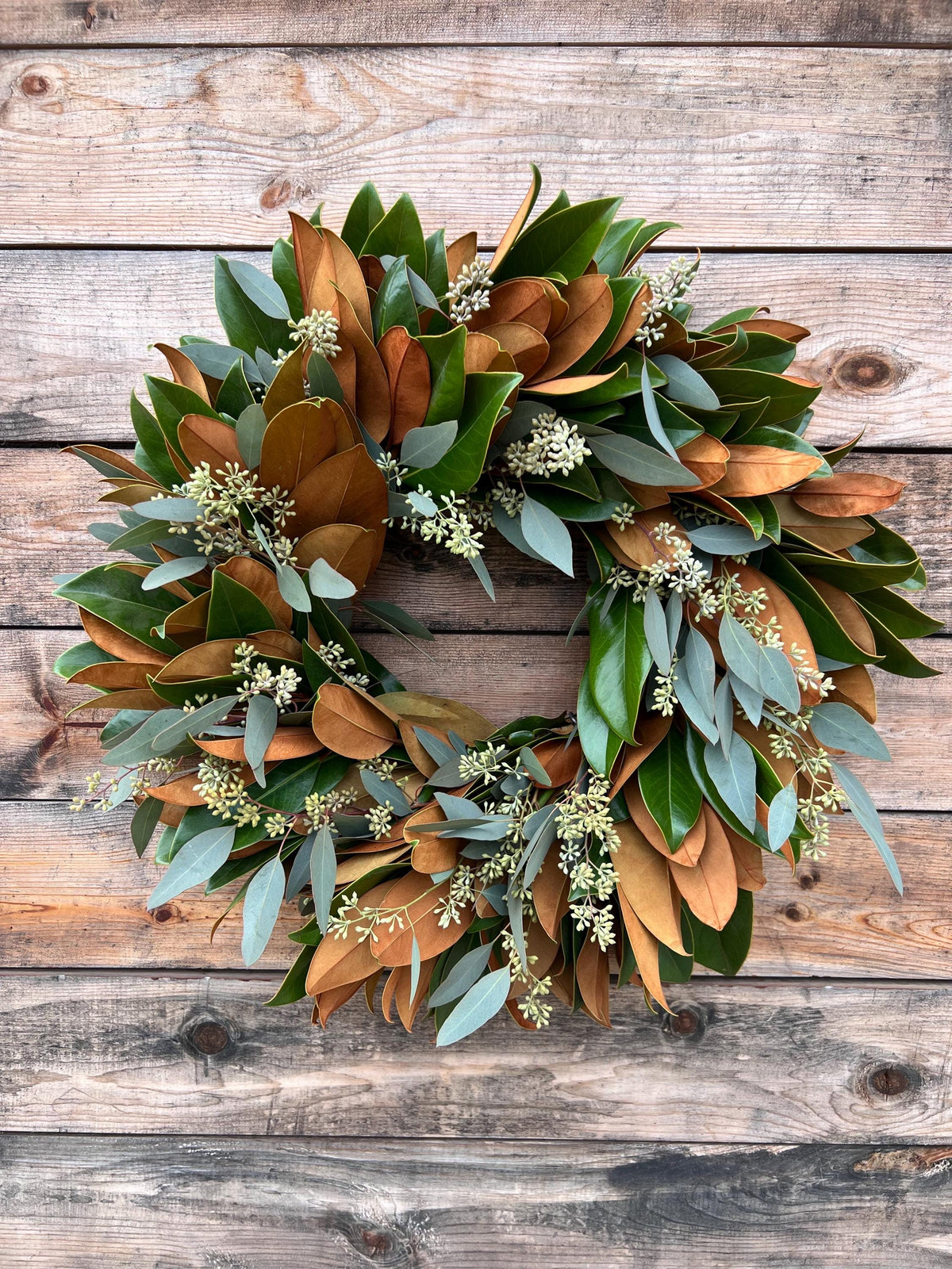 Fresh Magnolia Eucalyptus Wreath – Handcrafted Front Door Decor