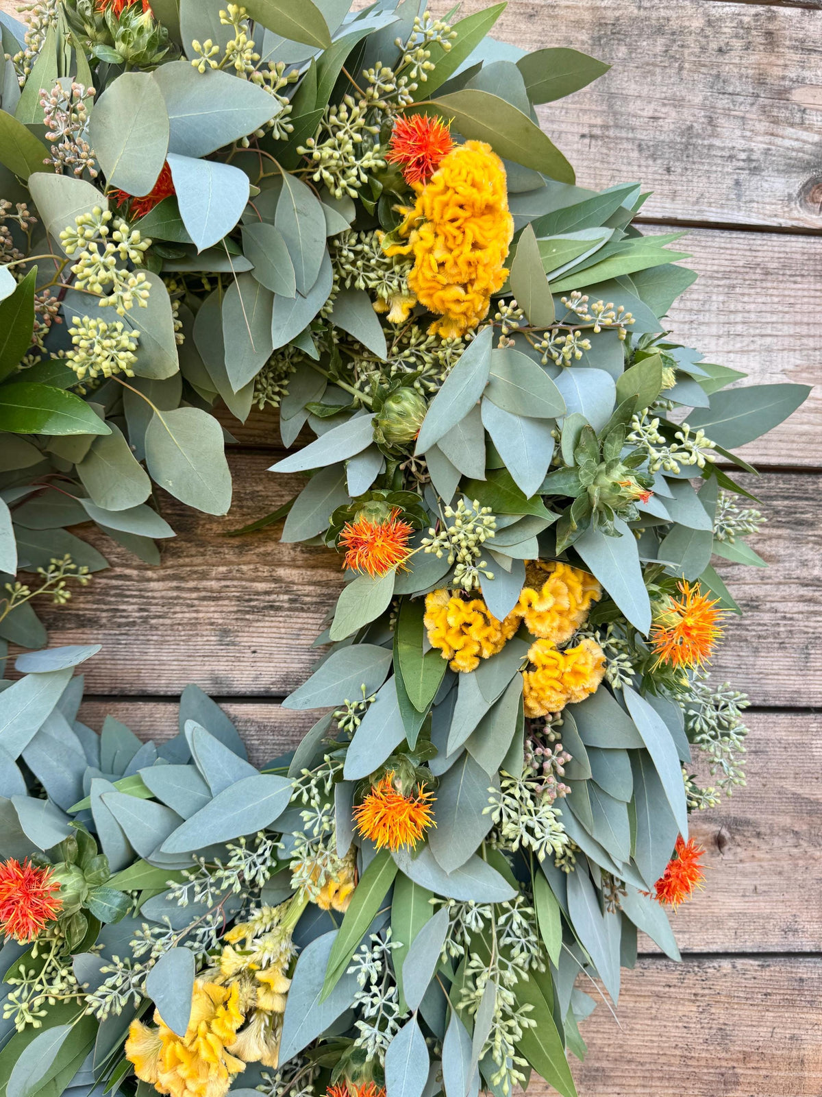 Fresh Real Eucalyptus Bay leaf, Seeded Fall Leaf Wreath – Home Decor