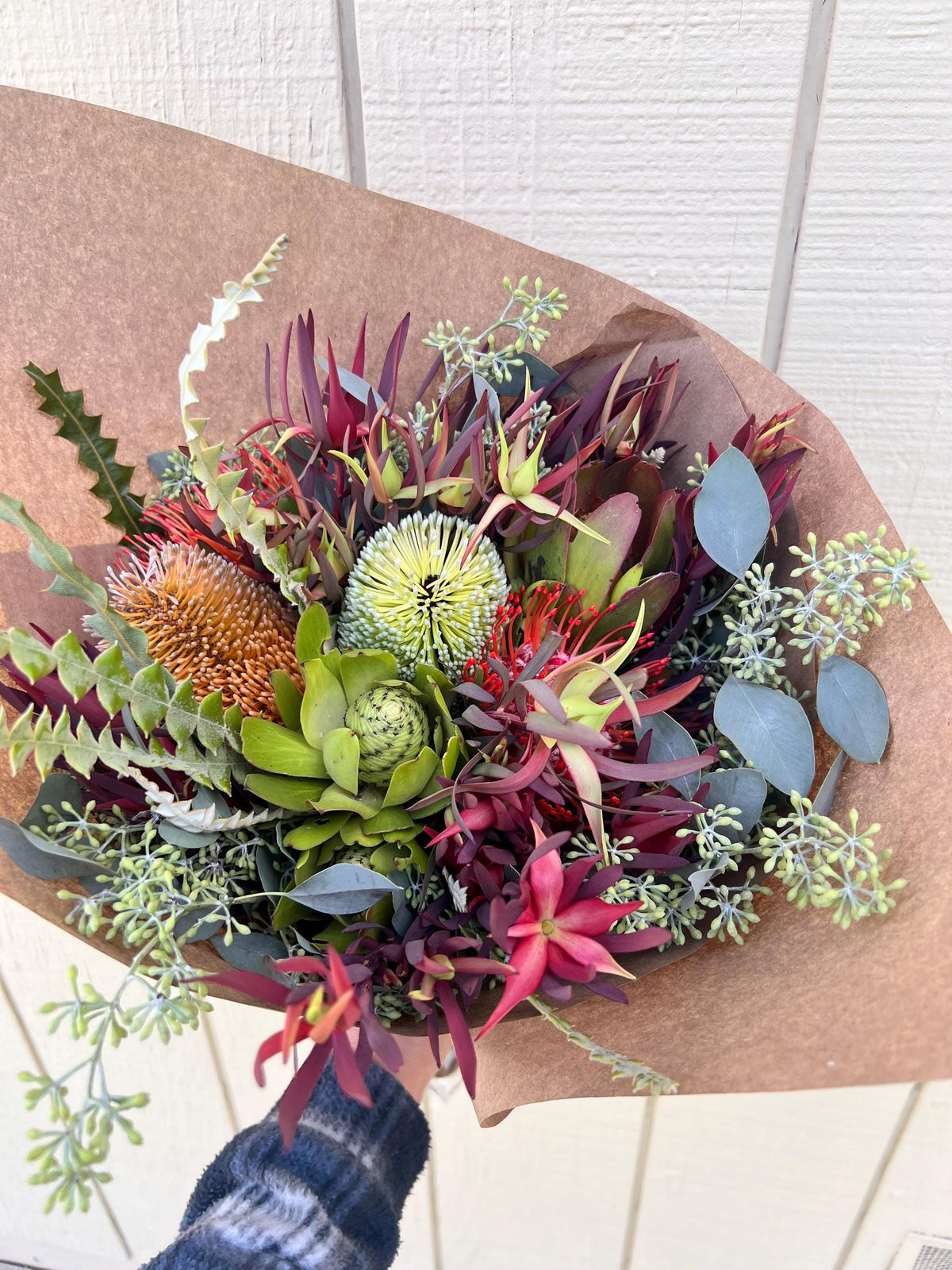 Fresh Banksia Eucalyptus Bouquet – Birthday Boho Home Decor Arrangement