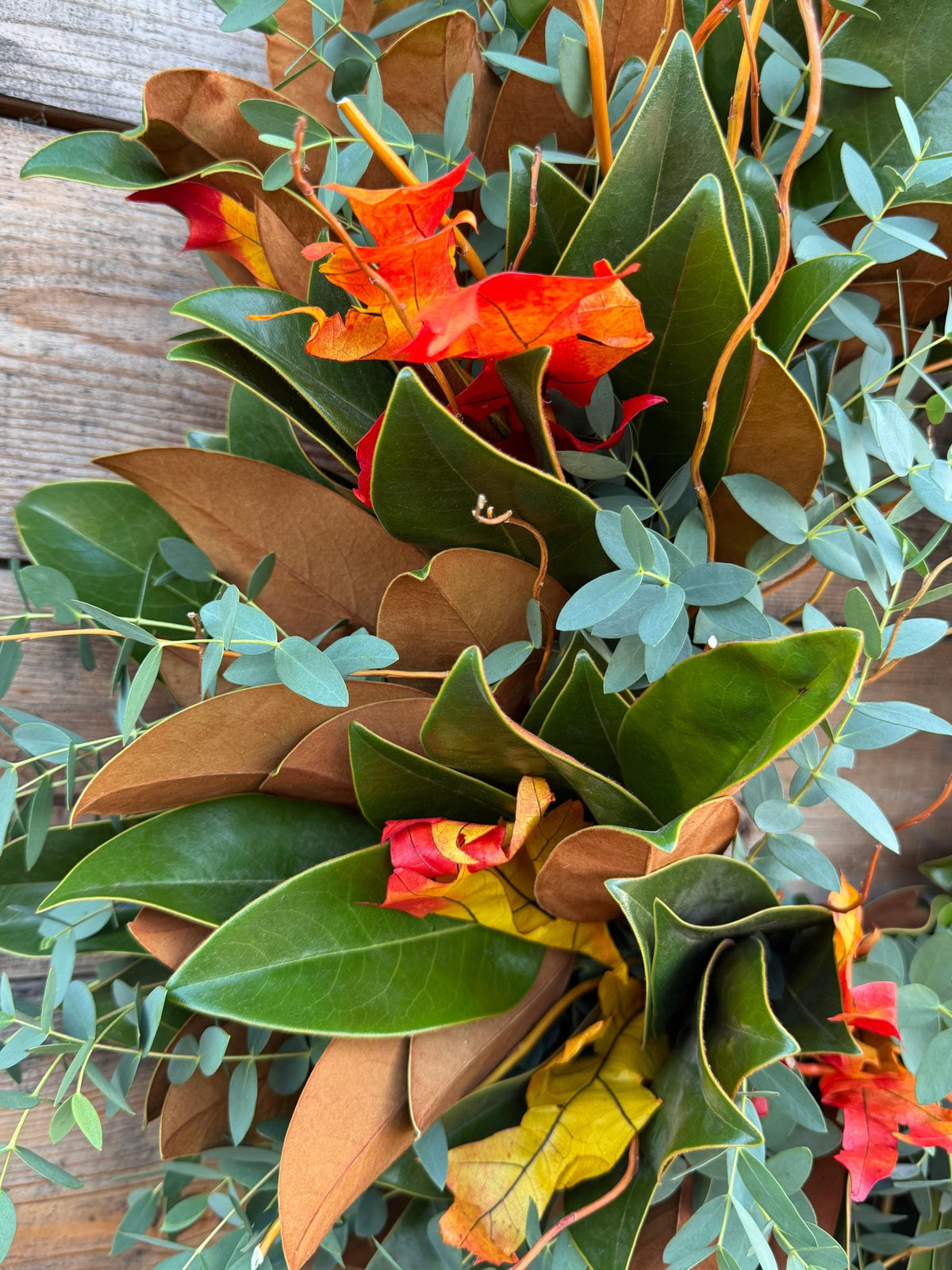 Fresh Magnolia Eucalyptus Wreath, Autumn Fall Front Door Decor