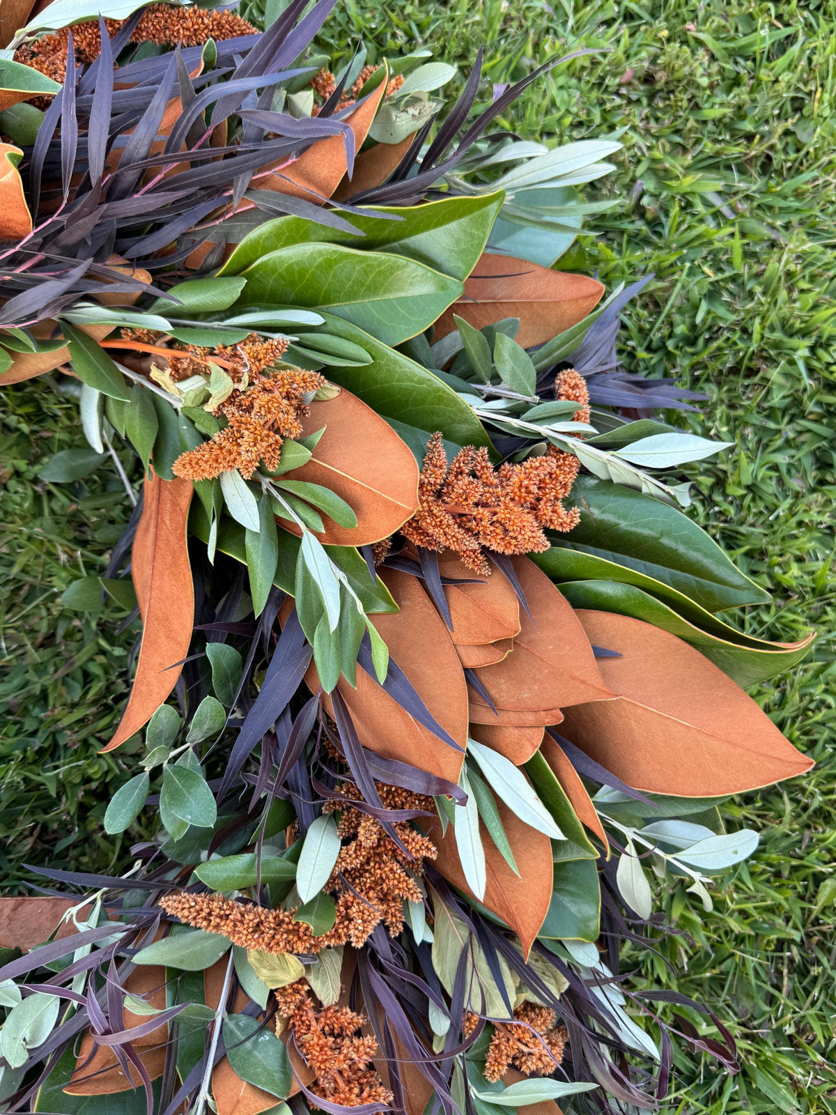 Fresh Magnolia Olive Amaranthus Wreath