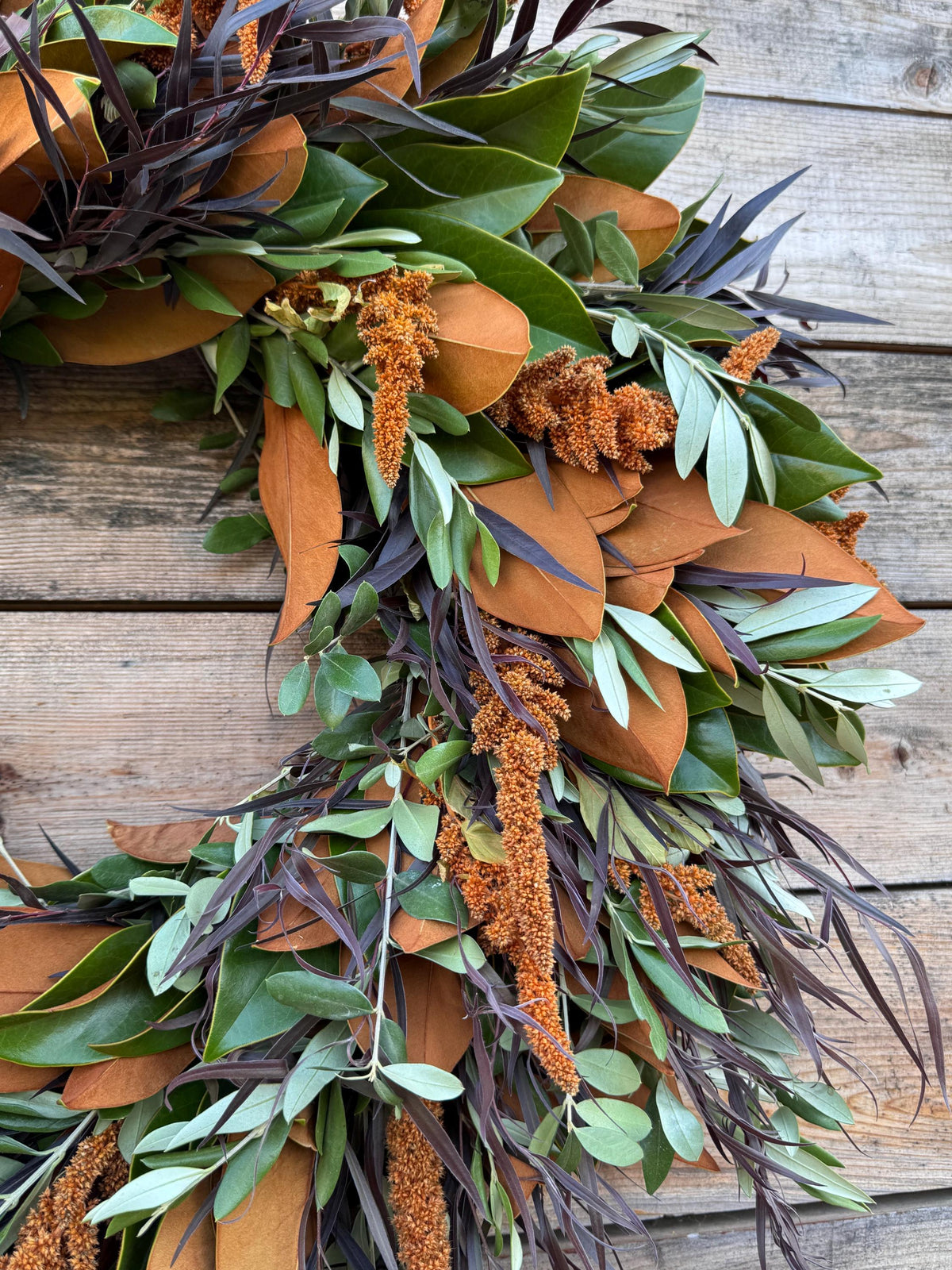 Fresh Magnolia Olive Amaranthus Wreath