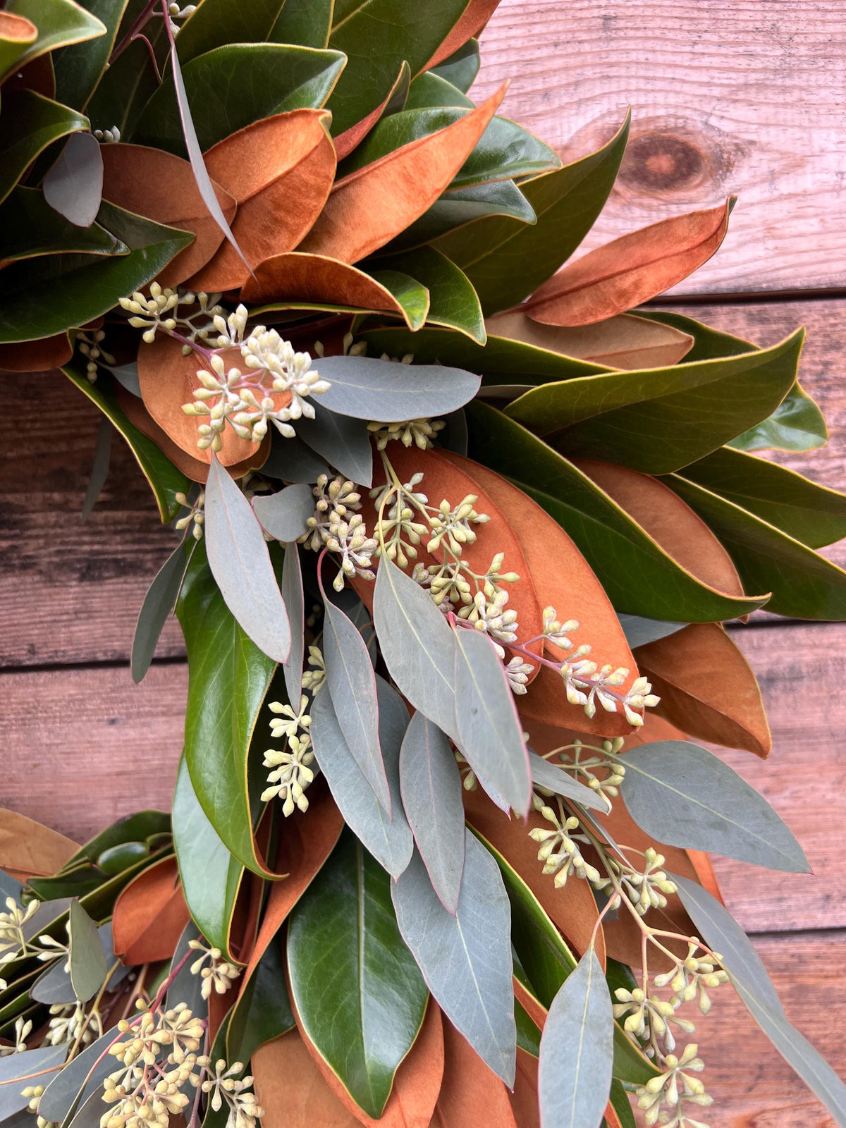 Fresh Magnolia Eucalyptus Wreath – Handcrafted Front Door Decor