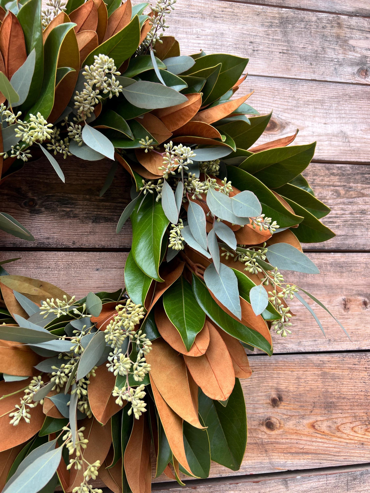 Fresh Magnolia Eucalyptus Wreath – Handcrafted Front Door Decor