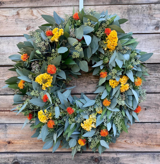 Fresh Real Eucalyptus Bay leaf, Seeded Fall Leaf Wreath – Home Decor