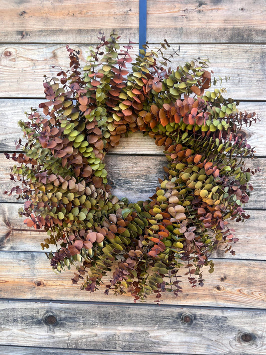 Preserved Eucalyptus Wreath – Yellow Red Boho Home Decor