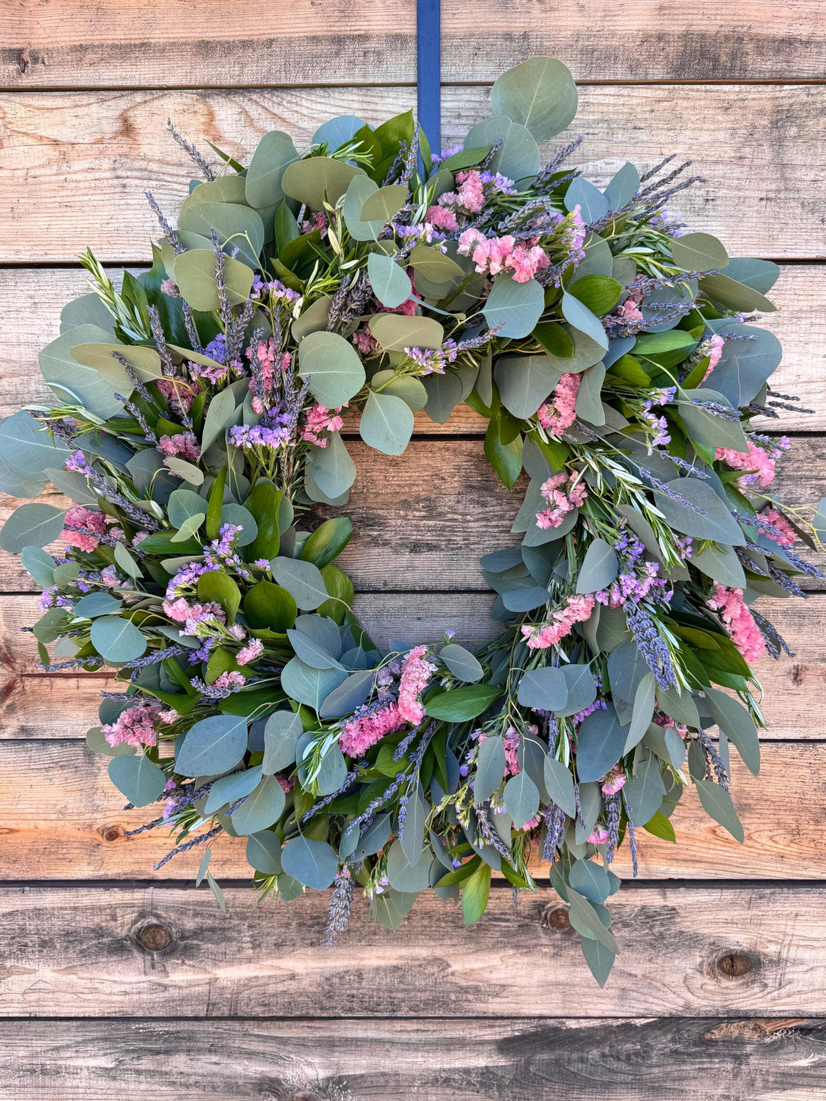 Fresh Silver Dollar Eucalyptus Lavender Rosemary Wreath