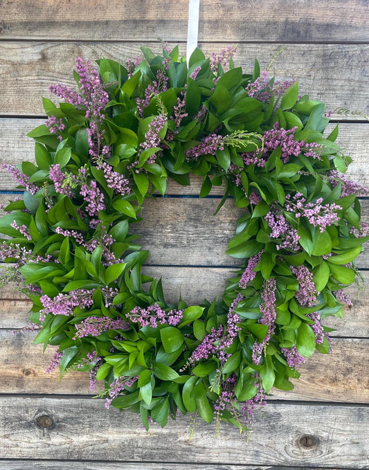 Fresh Ruscus, Heather Wreath – Colorful – Birthday Gift – Wedding