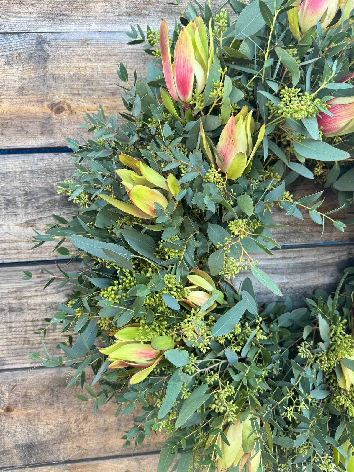Fresh Eucalyptus & Yellow Safari Wreath – Front Door – Home Decor