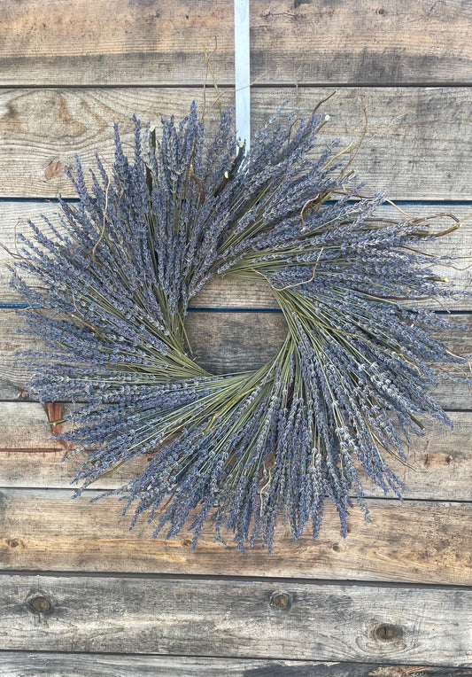 Real English Dried Lavender Wreath – Rustic Farmhouse Aromatic Centerpiece