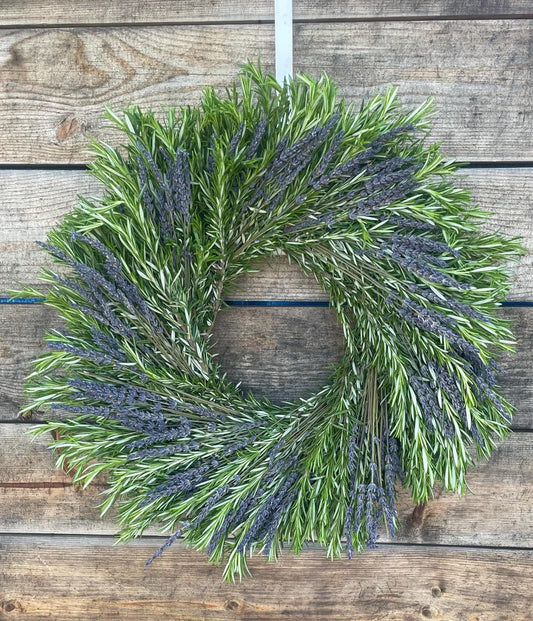 Aromatic Fresh Rosemary Dried Lavender Wreath – Handcrafted Home Decor