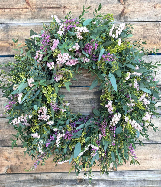 Handcrafted Eucalyptus and Statice Wreath