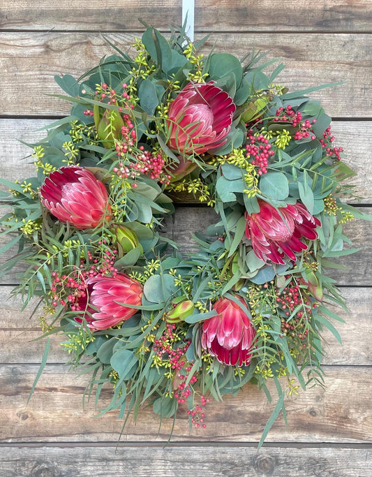 Handcrafted Protea Eucalyptus Wreath