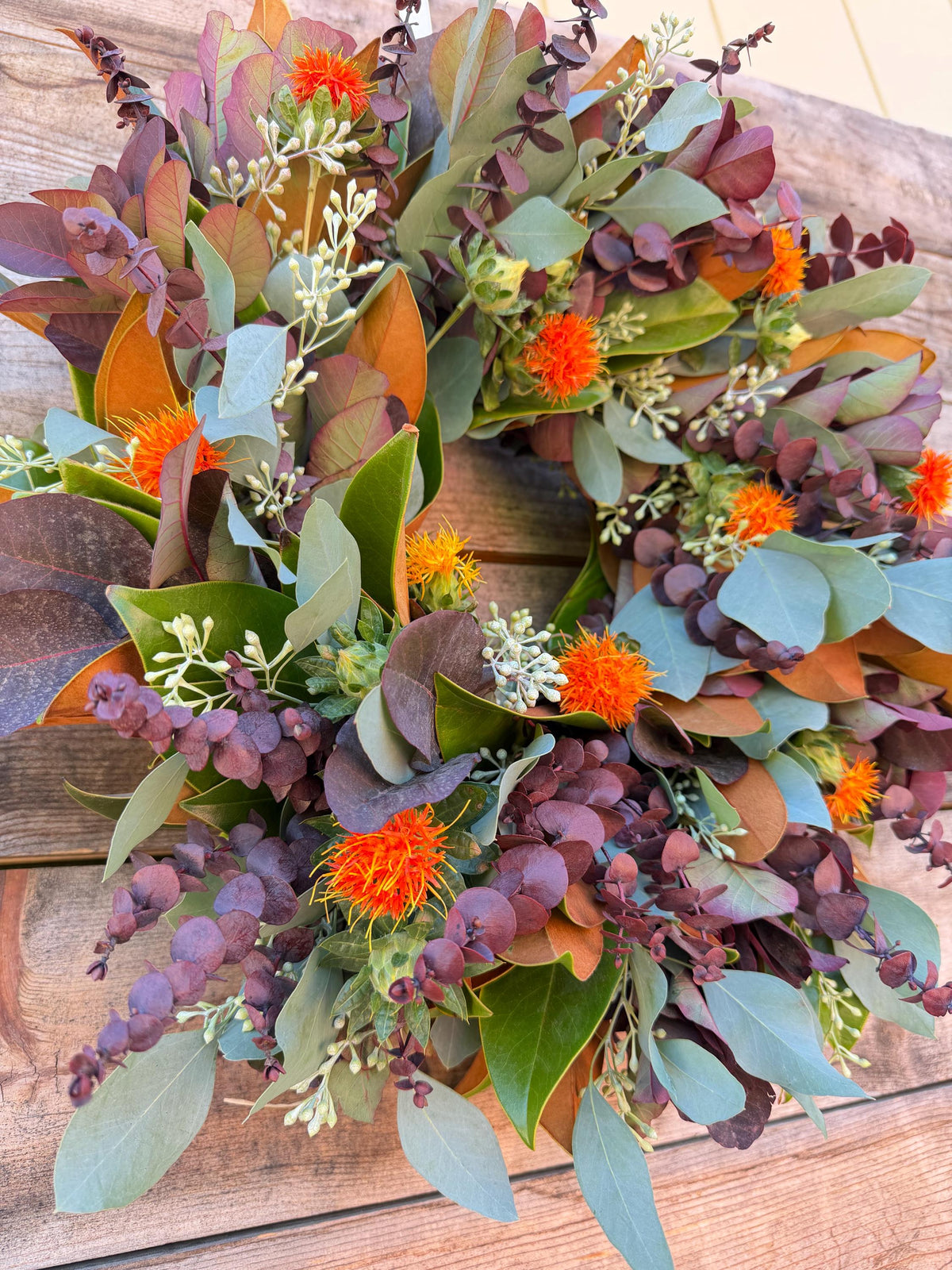 Fresh Real Magnolia Leaf, Seeded, Eucalyptus – Front Door Decor – Kitchen