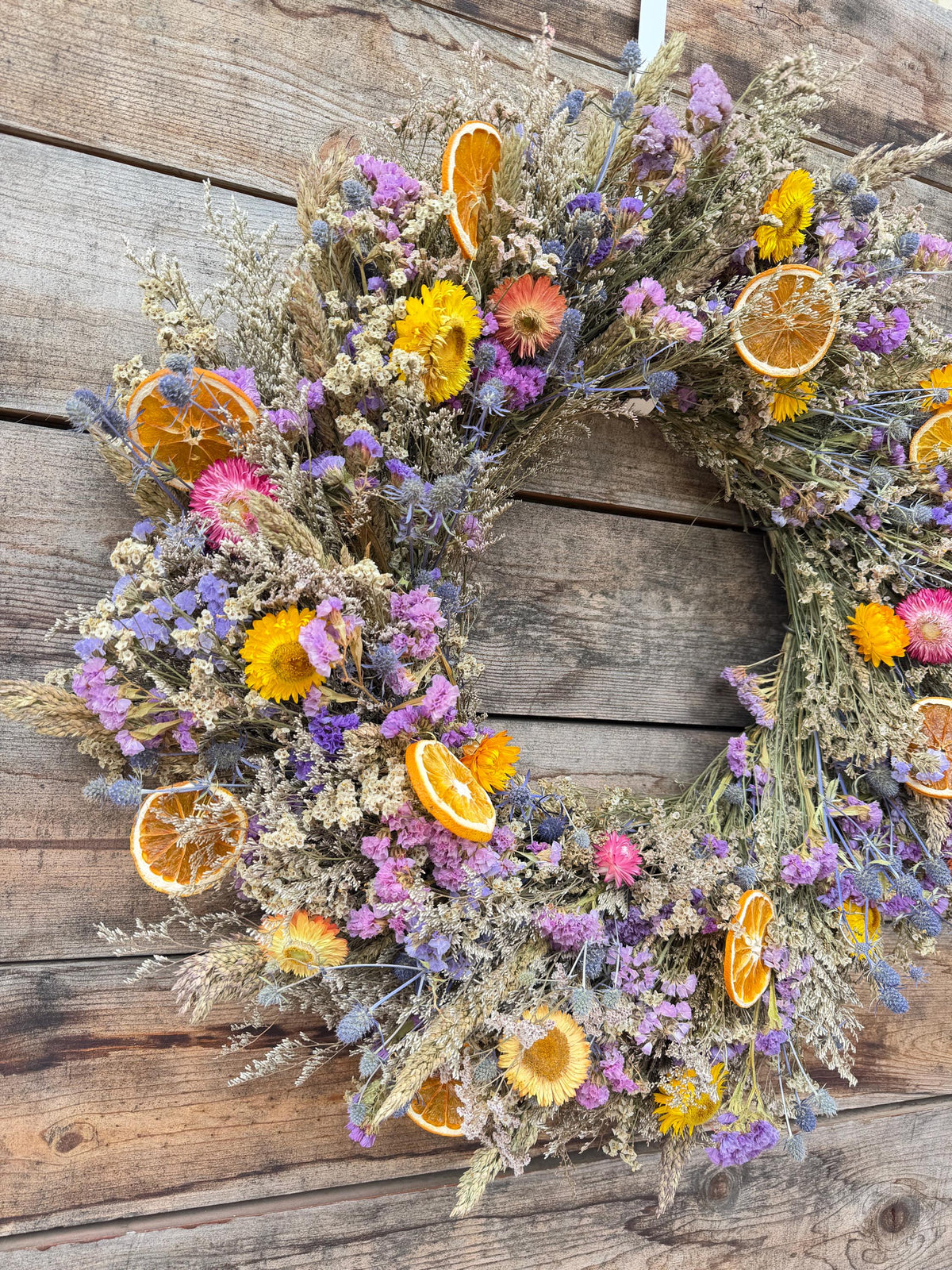 Dried Flower Mix Wreath – Front Door Decor, Seasonal Home Accent