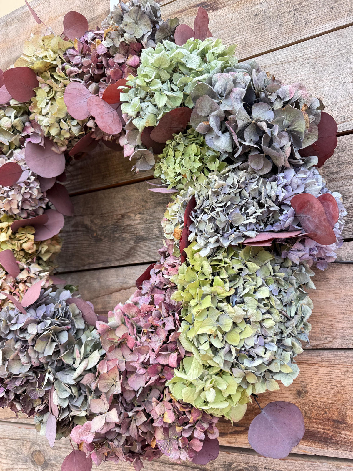 Dried Antique Hydrangea, Eucalyptus Wreath – Wall Art Home Decor