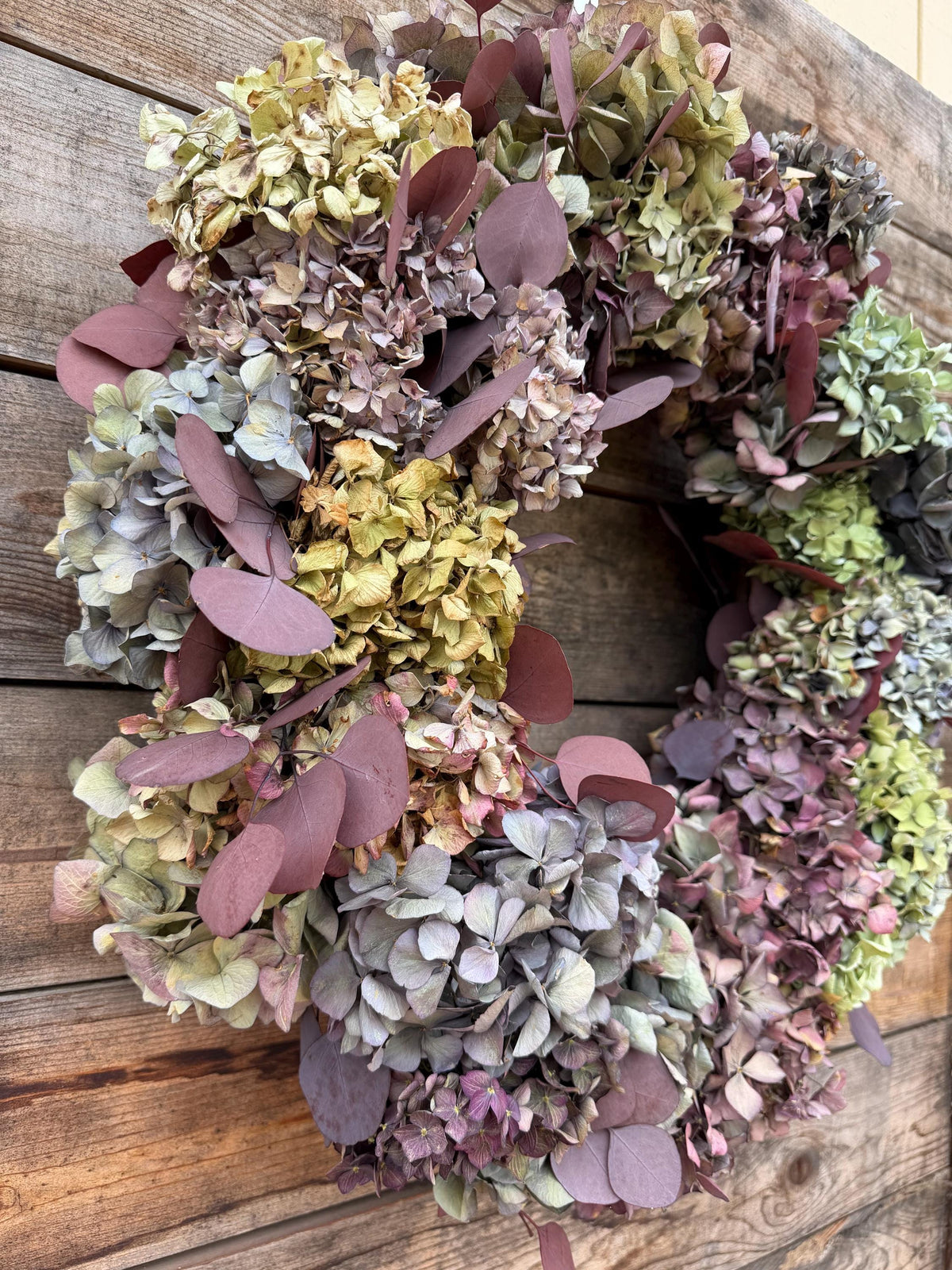 Dried Antique Hydrangea, Eucalyptus Wreath – Wall Art Home Decor