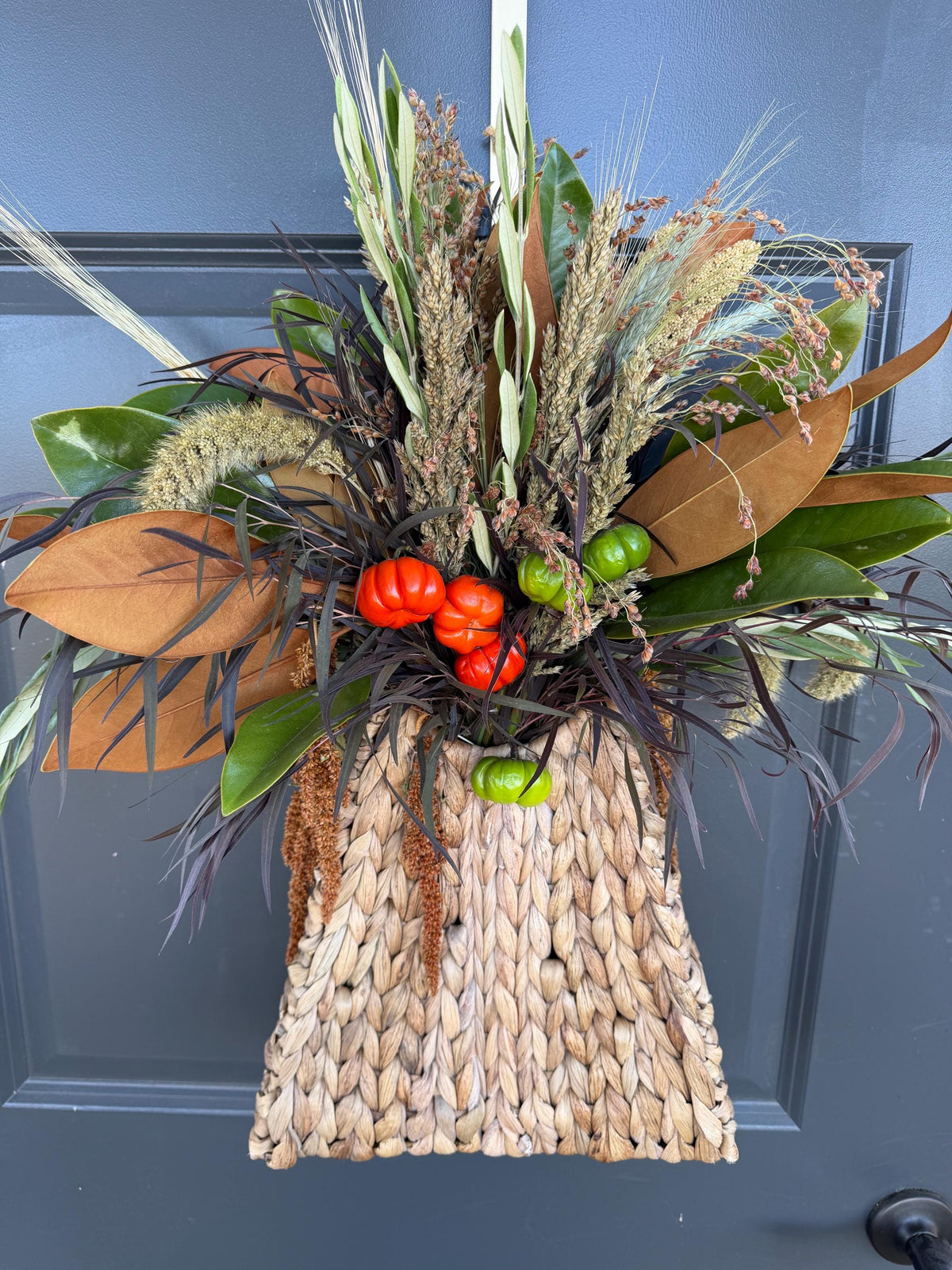 Fall Floral Basket for Front Door – Fall Autumn Greenery Bundle